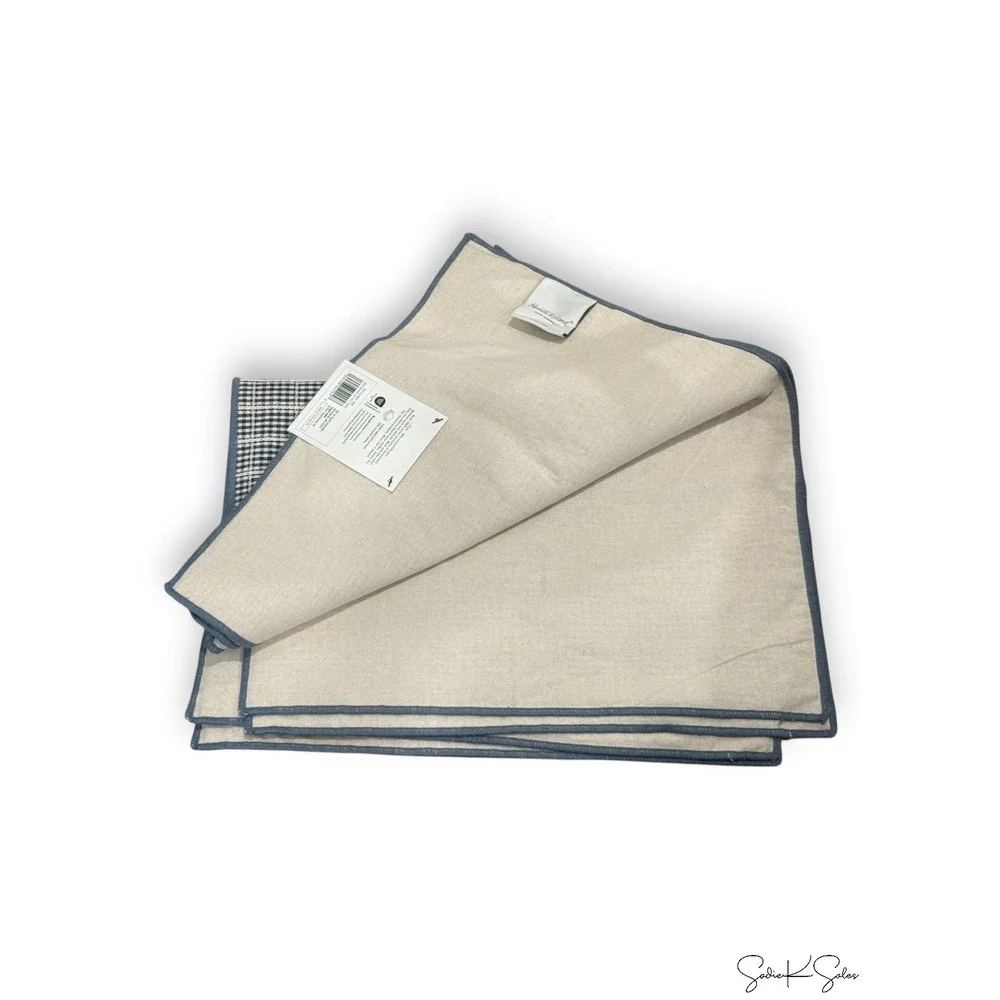 4pk Jute-Cotton Placemats, Navy Plaid - Hearth & Hand Magnolia, Target